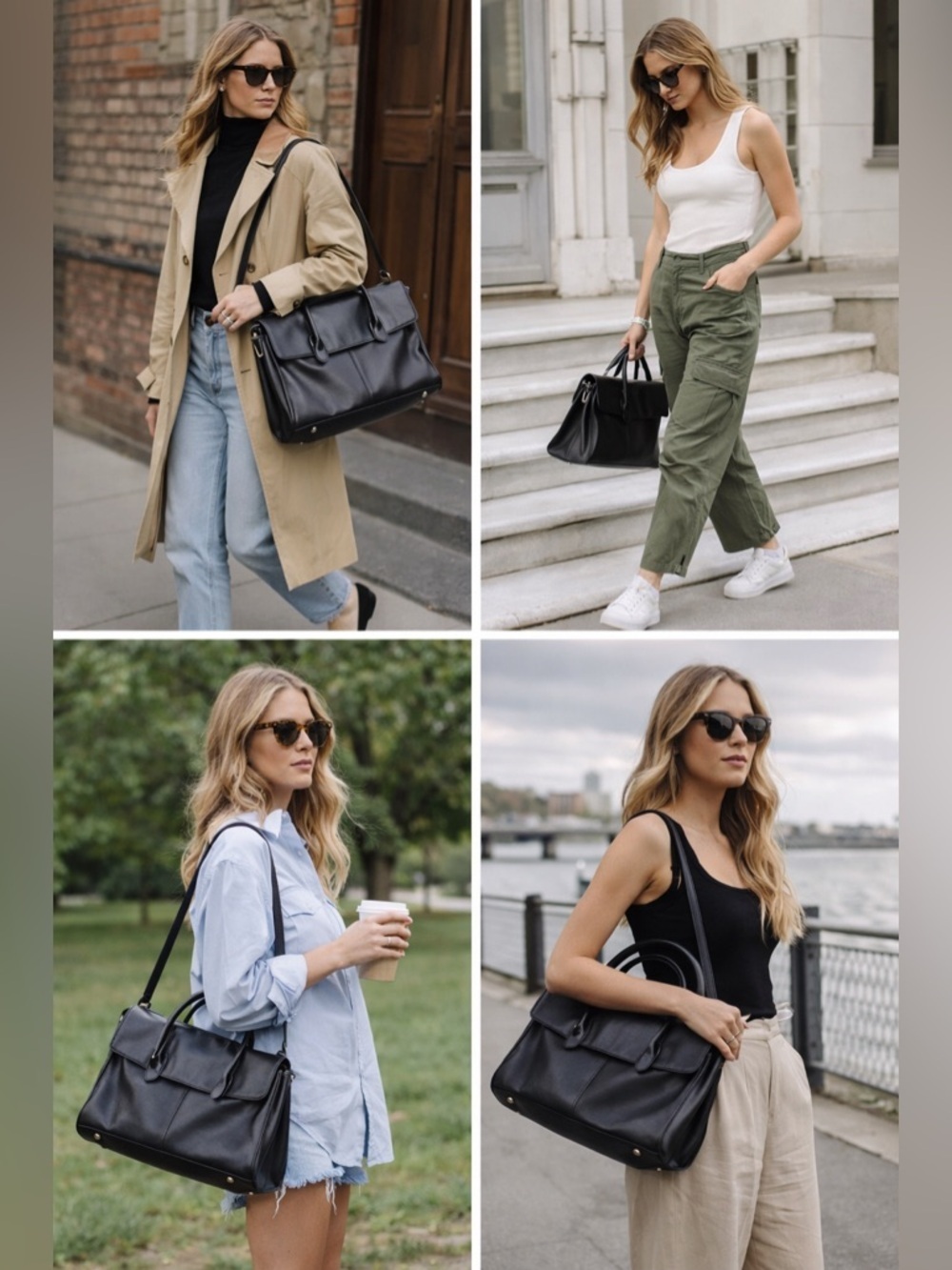 Catwalk collection leather handbag in a 
Black tote or laptop / overnight bag